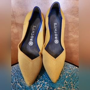 Rothy's Gold Point Toe Flats Size W 8.5